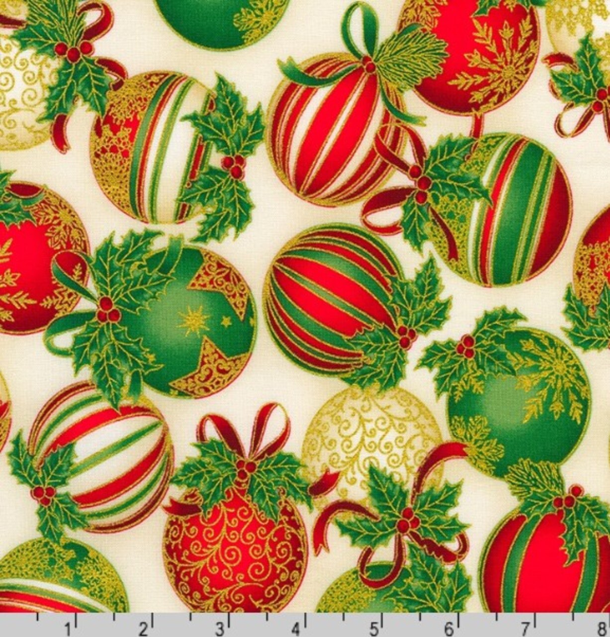 Holiday Flourish 15 Christmas Ornaments Holiday Cotton Fabric Robert Kaufman BTY